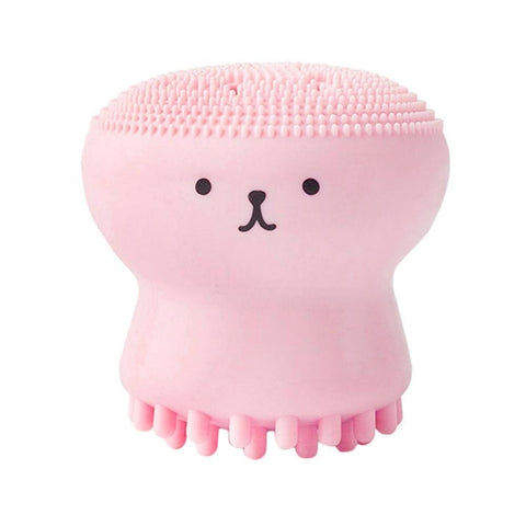 1pc Pink Jellyfish Shaped Silicone Octopus Face Cleanser Powder Puff Brush Face Cleaner Brush Tool Suitable For Daily Use