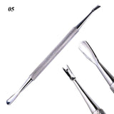 1pc Stainless Steel Nail Art Double Sided Cuticle Finger Dead Skin Cut Remover Pusher Manicure Pedicure Nail Care Tools LA1-9