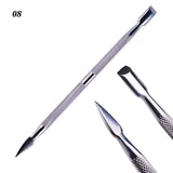 1pc Stainless Steel Nail Art Double Sided Cuticle Finger Dead Skin Cut Remover Pusher Manicure Pedicure Nail Care Tools LA1-9