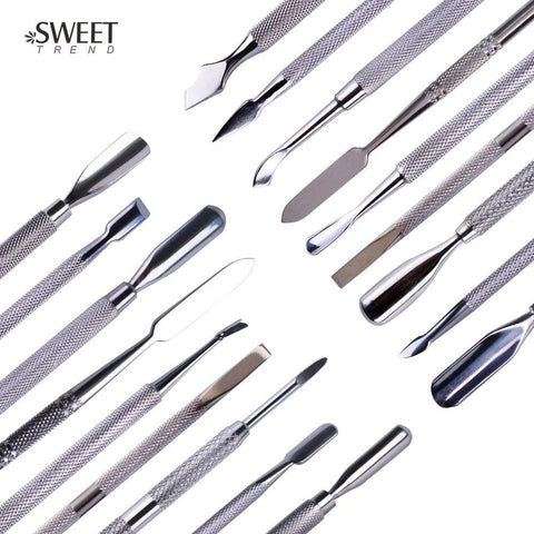 1pc Stainless Steel Nail Art Double Sided Cuticle Finger Dead Skin Cut Remover Pusher Manicure Pedicure Nail Care Tools LA1-9