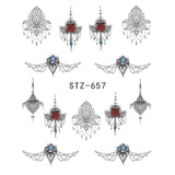 1pcs Black Flower Nail Sticker Water Decals Hollow Tattoo Flora Wings Stencils for Nail Art Decoration Sliders Manicure BESTZ647