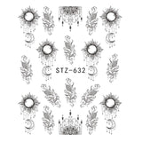 1pcs Black Flower Nail Sticker Water Decals Hollow Tattoo Flora Wings Stencils for Nail Art Decoration Sliders Manicure BESTZ647