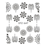 1pcs Black Flower Nail Sticker Water Decals Hollow Tattoo Flora Wings Stencils for Nail Art Decoration Sliders Manicure BESTZ647