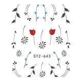 1pcs Black Flower Nail Sticker Water Decals Hollow Tattoo Flora Wings Stencils for Nail Art Decoration Sliders Manicure BESTZ647