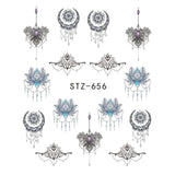 1pcs Black Flower Nail Sticker Water Decals Hollow Tattoo Flora Wings Stencils for Nail Art Decoration Sliders Manicure BESTZ647