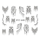 1pcs Black Flower Nail Sticker Water Decals Hollow Tattoo Flora Wings Stencils for Nail Art Decoration Sliders Manicure BESTZ647