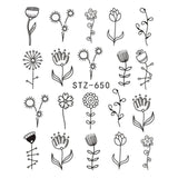 1pcs Black Flower Nail Sticker Water Decals Hollow Tattoo Flora Wings Stencils for Nail Art Decoration Sliders Manicure BESTZ647