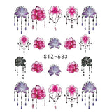1pcs Black Flower Nail Sticker Water Decals Hollow Tattoo Flora Wings Stencils for Nail Art Decoration Sliders Manicure BESTZ647