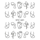 1pcs Black Flower Nail Sticker Water Decals Hollow Tattoo Flora Wings Stencils for Nail Art Decoration Sliders Manicure BESTZ647