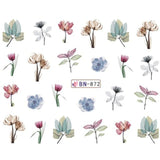 1pcs Daisy  Lavender Water Nail Sticker Flower Leaf Design Slider DIY Nail Art Decal Charms Foils Tips Decoration SABN871-876