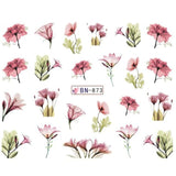 1pcs Daisy  Lavender Water Nail Sticker Flower Leaf Design Slider DIY Nail Art Decal Charms Foils Tips Decoration SABN871-876