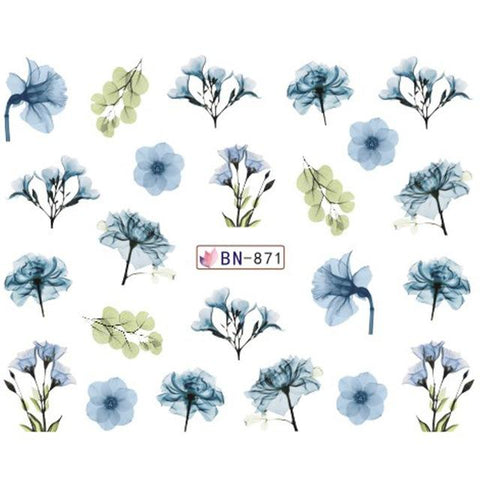 1pcs Daisy  Lavender Water Nail Sticker Flower Leaf Design Slider DIY Nail Art Decal Charms Foils Tips Decoration SABN871-876