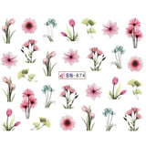 1pcs Daisy  Lavender Water Nail Sticker Flower Leaf Design Slider DIY Nail Art Decal Charms Foils Tips Decoration SABN871-876