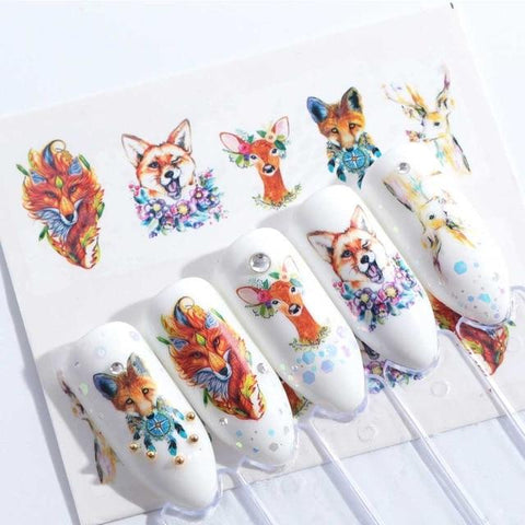 1pcs Flamingo Nail Art Sticker Water Decal Slider Cat Giraffe Rabbit Animals Transfer Manicure Nail Art Decoration JISTZ614-673