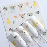 1pcs Flamingo Nail Art Sticker Water Decal Slider Cat Giraffe Rabbit Animals Transfer Manicure Nail Art Decoration JISTZ614-673