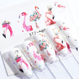 1pcs Flamingo Nail Stickers Water Decals Cute Animals Rabbit Owl Wraps Flora Watermark Adhesive Decoration Manicure BESTZ659-673