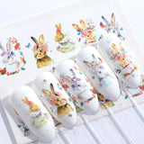 1pcs Flamingo Nail Stickers Water Decals Cute Animals Rabbit Owl Wraps Flora Watermark Adhesive Decoration Manicure BESTZ659-673
