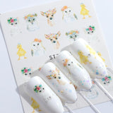 1pcs Flamingo Nail Stickers Water Decals Cute Animals Rabbit Owl Wraps Flora Watermark Adhesive Decoration Manicure BESTZ659-673