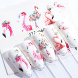 1pcs Flamingo Nail Stickers Water Decals Cute Animals Rabbit Owl Wraps Flora Watermark Adhesive Decoration Manicure BESTZ659-673