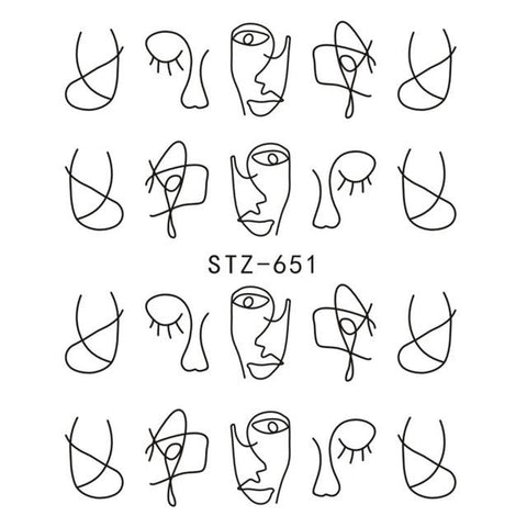 1pcs Nail Art Water Transfer Sticker Hollow Tattoo Decals Geometry Flamingo Dog Slider Adhesive Decoration Manicure BESTZ651-654