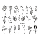 1pcs Nail Art Water Transfer Sticker Hollow Tattoo Decals Geometry Flamingo Dog Slider Adhesive Decoration Manicure BESTZ651-654