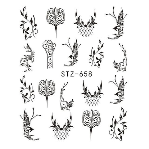 1pcs Nail Art Water Transfer Sticker Hollow Tattoo Decals Geometry Flamingo Dog Slider Adhesive Decoration Manicure BESTZ651-654