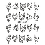 1pcs Nail Art Water Transfer Sticker Hollow Tattoo Decals Geometry Flamingo Dog Slider Adhesive Decoration Manicure BESTZ651-654