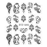 1pcs Nail Sticker Flower Water Transfer White Rose Necklace Jewelry Nail Water Decal Black Wraps Tips Manicure SASTZ609-658