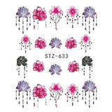 1pcs Nail Sticker Flower Water Transfer White Rose Necklace Jewelry Nail Water Decal Black Wraps Tips Manicure SASTZ609-658