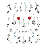 1pcs Nail Sticker Flower Water Transfer White Rose Necklace Jewelry Nail Water Decal Black Wraps Tips Manicure SASTZ609-658