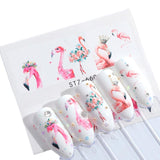 1pcs Nail Stickers Water Transfer Sticker Cartoon Flamingo Cute Animal Designs Nail Art Slider Manicure Decoration TRSTZ659-673