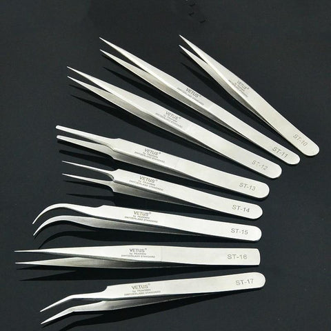 1pcs New Stainless Steel Industrial Anti-static Tweezers watchmaker Repair Tools Excellent Quality