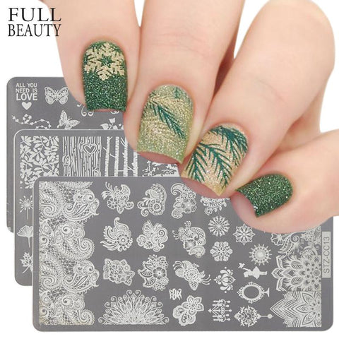 1pcs Rectangle Nail Stamping Plate Flower Cat Catcher Geometry Design for Manicure Stencils Nail Art Steel Template CHSTZCC01-14