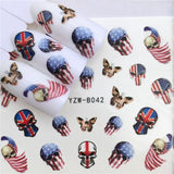 1pcs Skull Nail Water Transfer Decals Nail Art Sticker Black Flowers Watermark Adhesive Sliders Wraps Decoration Manicure