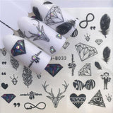 1pcs Skull Nail Water Transfer Decals Nail Art Sticker Black Flowers Watermark Adhesive Sliders Wraps Decoration Manicure