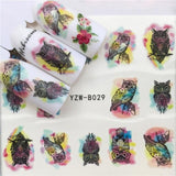 1pcs Skull Nail Water Transfer Decals Nail Art Sticker Black Flowers Watermark Adhesive Sliders Wraps Decoration Manicure