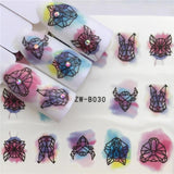 1pcs Skull Nail Water Transfer Decals Nail Art Sticker Black Flowers Watermark Adhesive Sliders Wraps Decoration Manicure
