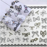 1pcs Skull Nail Water Transfer Decals Nail Art Sticker Black Flowers Watermark Adhesive Sliders Wraps Decoration Manicure
