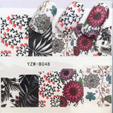1pcs Skull Nail Water Transfer Decals Nail Art Sticker Black Flowers Watermark Adhesive Sliders Wraps Decoration Manicure
