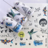 1pcs Skull Nail Water Transfer Decals Nail Art Sticker Black Flowers Watermark Adhesive Sliders Wraps Decoration Manicure