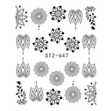 1pcs White Black Nail Stickers Water Transfer Decals Decoration Dream Cather Slider For Nail DIY Tips LASTZ634-658