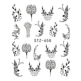 1pcs White Black Nail Stickers Water Transfer Decals Decoration Dream Cather Slider For Nail DIY Tips LASTZ634-658