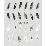 1pcs White Black Nail Stickers Water Transfer Decals Decoration Dream Cather Slider For Nail DIY Tips LASTZ634-658