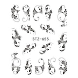 1pcs White Black Nail Stickers Water Transfer Decals Decoration Dream Cather Slider For Nail DIY Tips LASTZ634-658