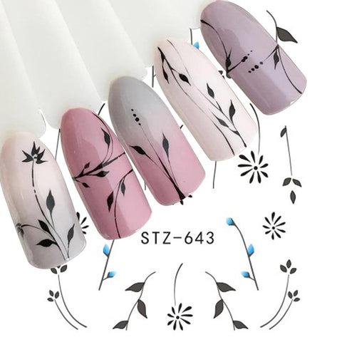1pcs White Black Nail Stickers Water Transfer Decals Decoration Dream Cather Slider For Nail DIY Tips LASTZ634-658