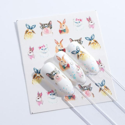 1sheet Fox Flamingo Cute 3d Designs Hot Flowers DIY Watermark Tips Nail Art Stickers Nail Decals Manicure Styling Tools LASTZ659