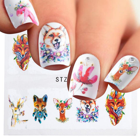 1sheet Fox Flamingo Cute 3d Designs Hot Flowers DIY Watermark Tips Nail Art Stickers Nail Decals Manicure Styling Tools LASTZ659