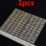 1sheet Gold 3D Nail Art Stickers Decals Metallic Nail Stickers Manicure Nail Art Decorations Water Transfer Stickers Tips