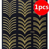 1sheet Gold 3D Nail Art Stickers Decals Metallic Nail Stickers Manicure Nail Art Decorations Water Transfer Stickers Tips