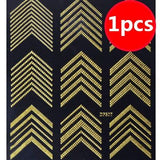 1sheet Gold 3D Nail Art Stickers Decals Metallic Nail Stickers Manicure Nail Art Decorations Water Transfer Stickers Tips